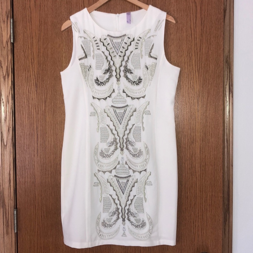 White dress with gold beading/embroidery